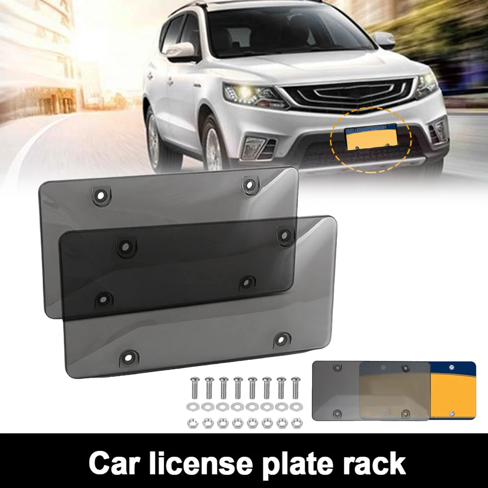 

2 Pack Car License Plate Cap Tinted Tag Shield Cover ABS Plastic Clear Protector Exterior Accessories License Plate For Vehicle
