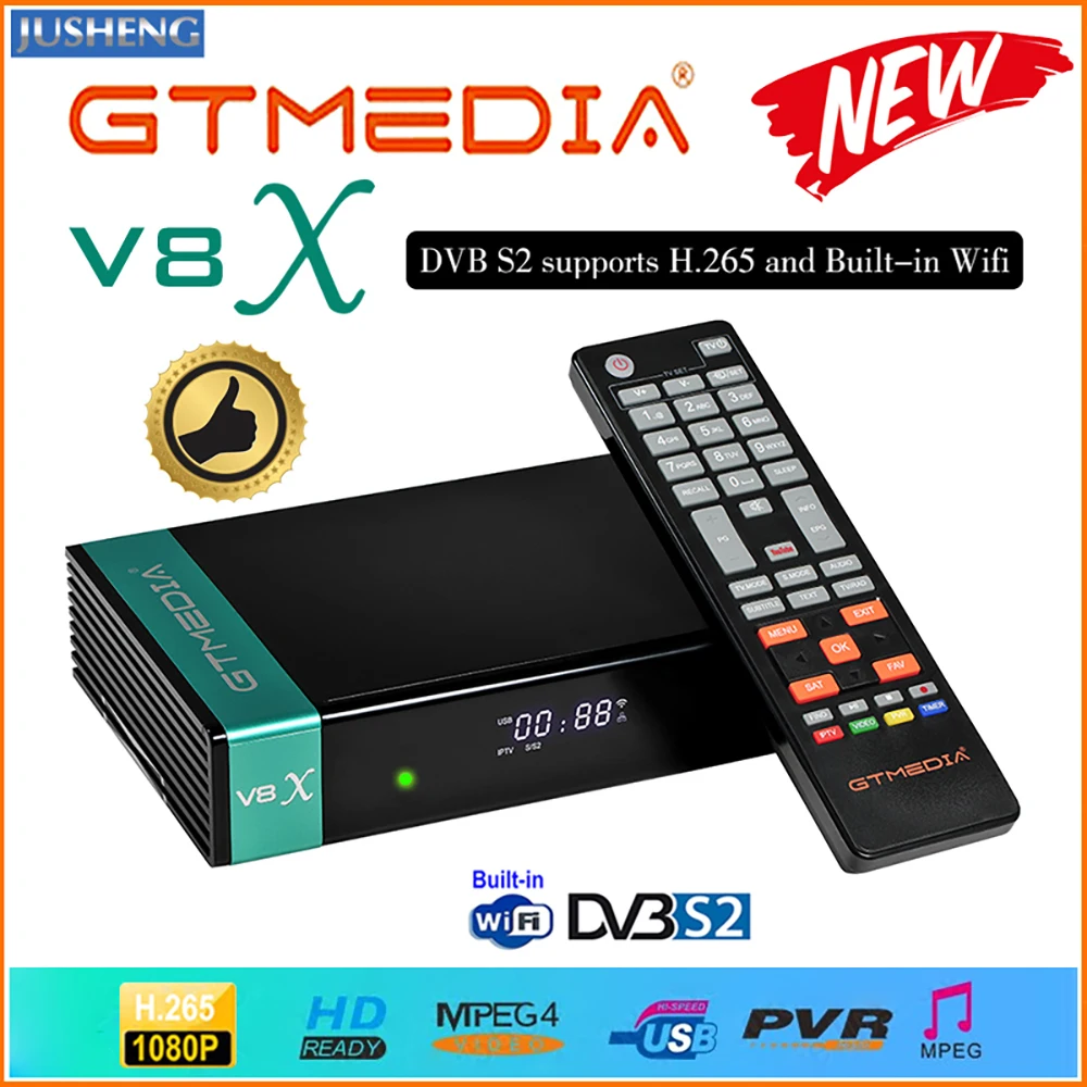 Gtmedia V8X DVB-S2/S2X Satellite Receiver Decoder Full HD 1080P Support  H.265 Buil-in Wifi updated from V8 NOVA Receptor