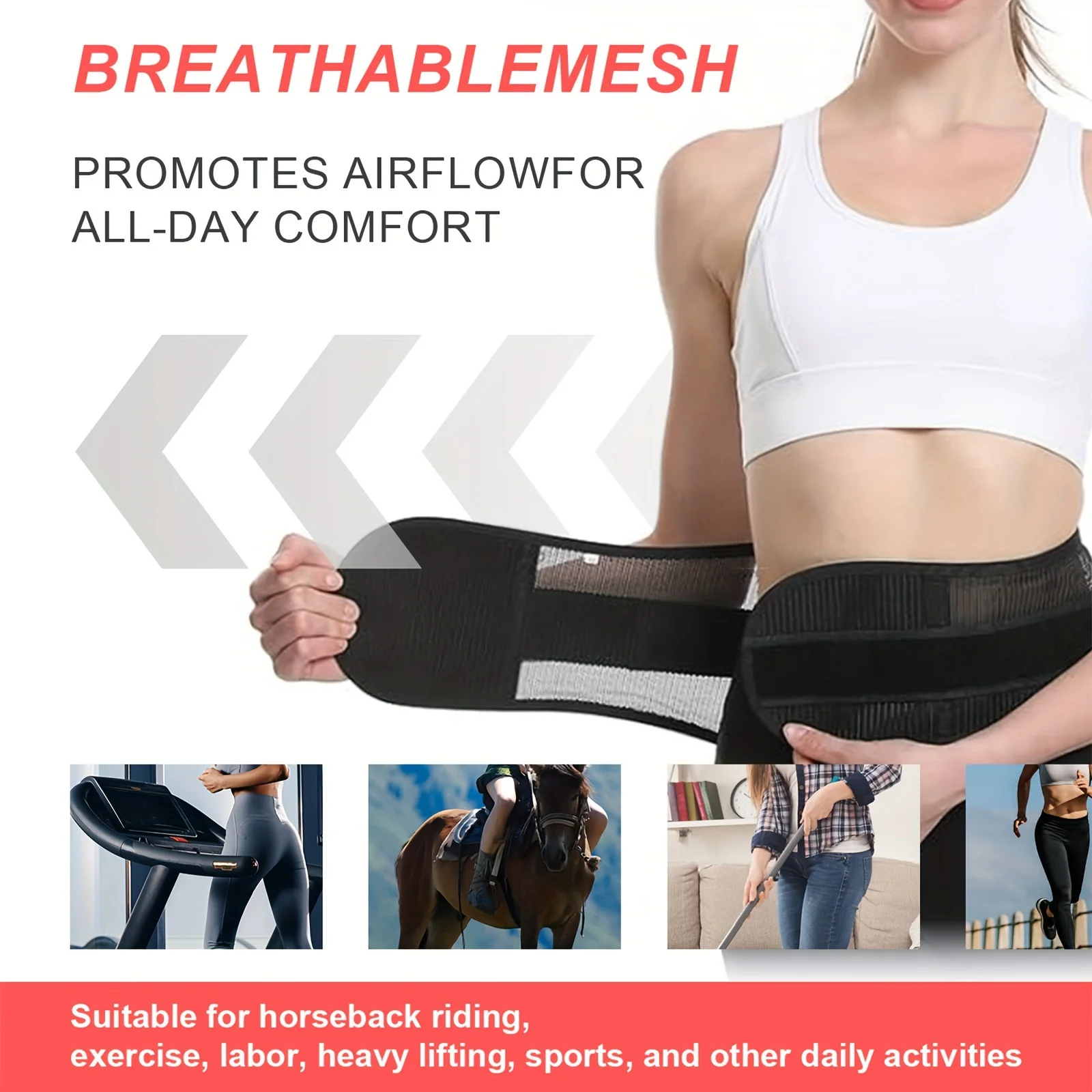 1pc Adjustable Sports Waist Support Belt with Breathable Mesh & Double Drawstring for Outdoor Hiking, Camping, Fitness