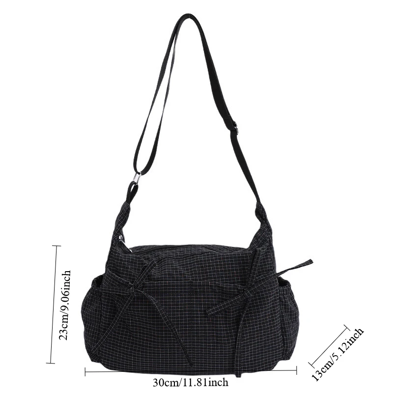 Borsa a Tracolla alla Moda in Nylon con Texture a Quadri, Casual e Versatile, Piccola e Unica, Borsa Hobo di Lusso di Marca Designer - immagine 6