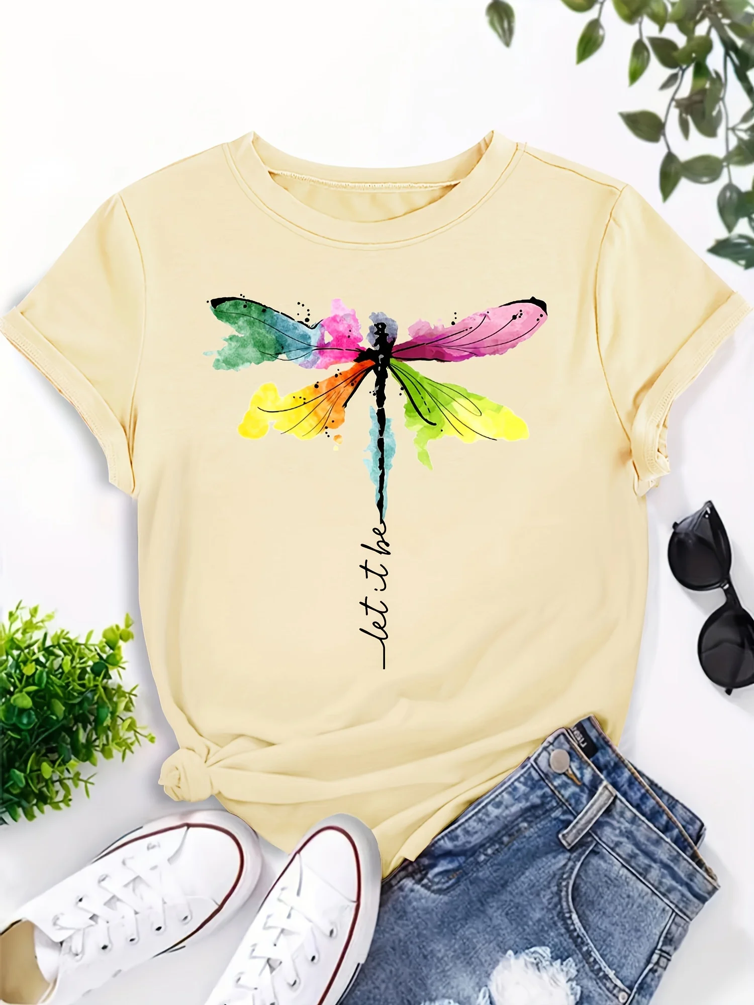 Camicia da donna girocollo a maniche corte T-shirt da donna con grafica girocollo a maniche corte girocollo top estivi felpa da donna oversize casual vestibilità ampia girocollo estate, Verde, L