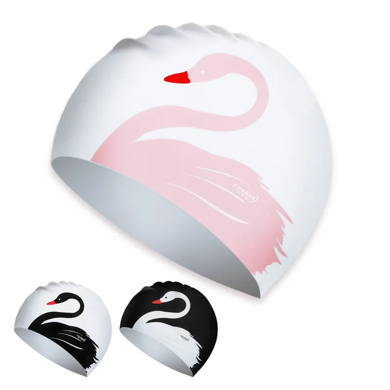 Adults High Elastic Cute Swimming Caps Women Waterproof  Pool Cap Protect Ears Long Hair Large Silicone Bath Hat 5