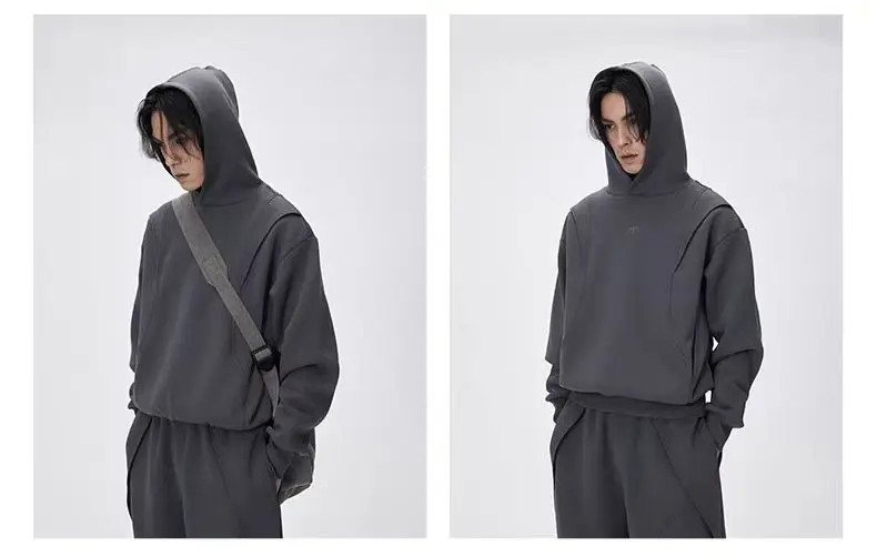 C  Loose leaf cutting hoodie space cotton polyester material embroidery logo casual minimalist cleanfit -