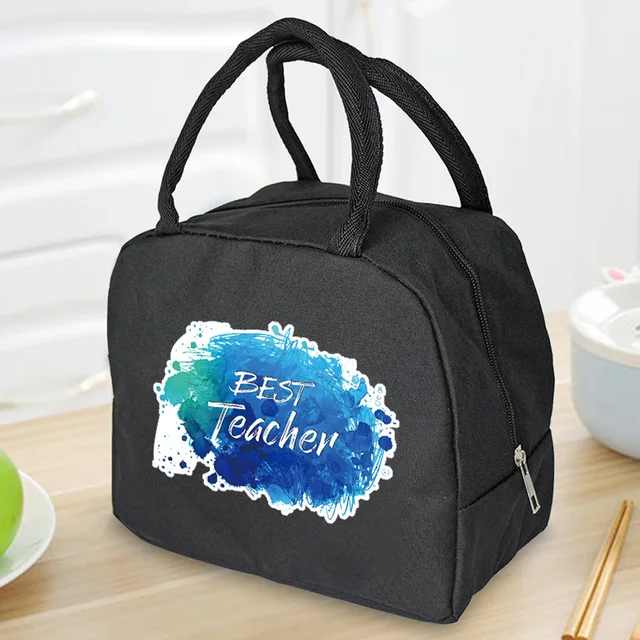 Insulated Lunch Bag  Zipper Cooler Tote Thermal Bag Lunch Box  Canvas Food Picnic Lunch Bags for Work Handbag Teacher Pattern 4Teacher006