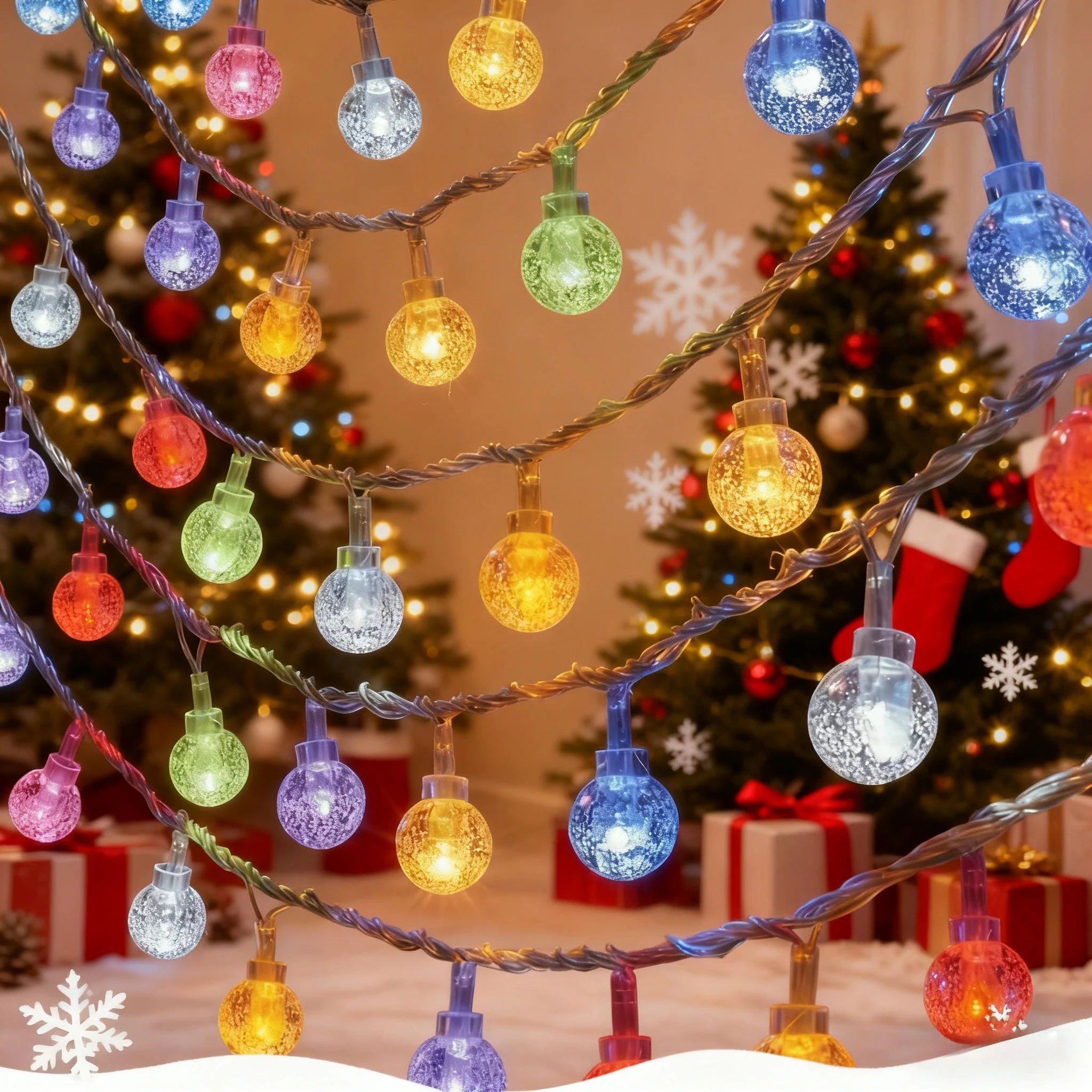 LED Crystal Ball/Copper Wire String Lights Battery Operated for Garden Wedding Party Holiday Celebration Christmas Decorative