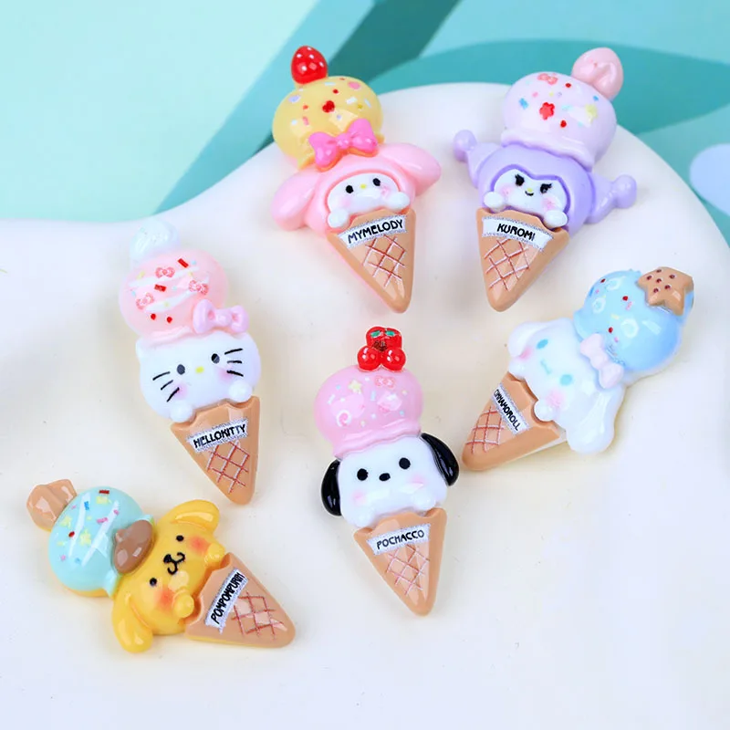 

10Pcs Kawaii Anime Hello Kitty Diy Accessories Sanrio Kuromi Cute Cartoon My Melody Phone Case Refrigerator Patches Girls Toys
