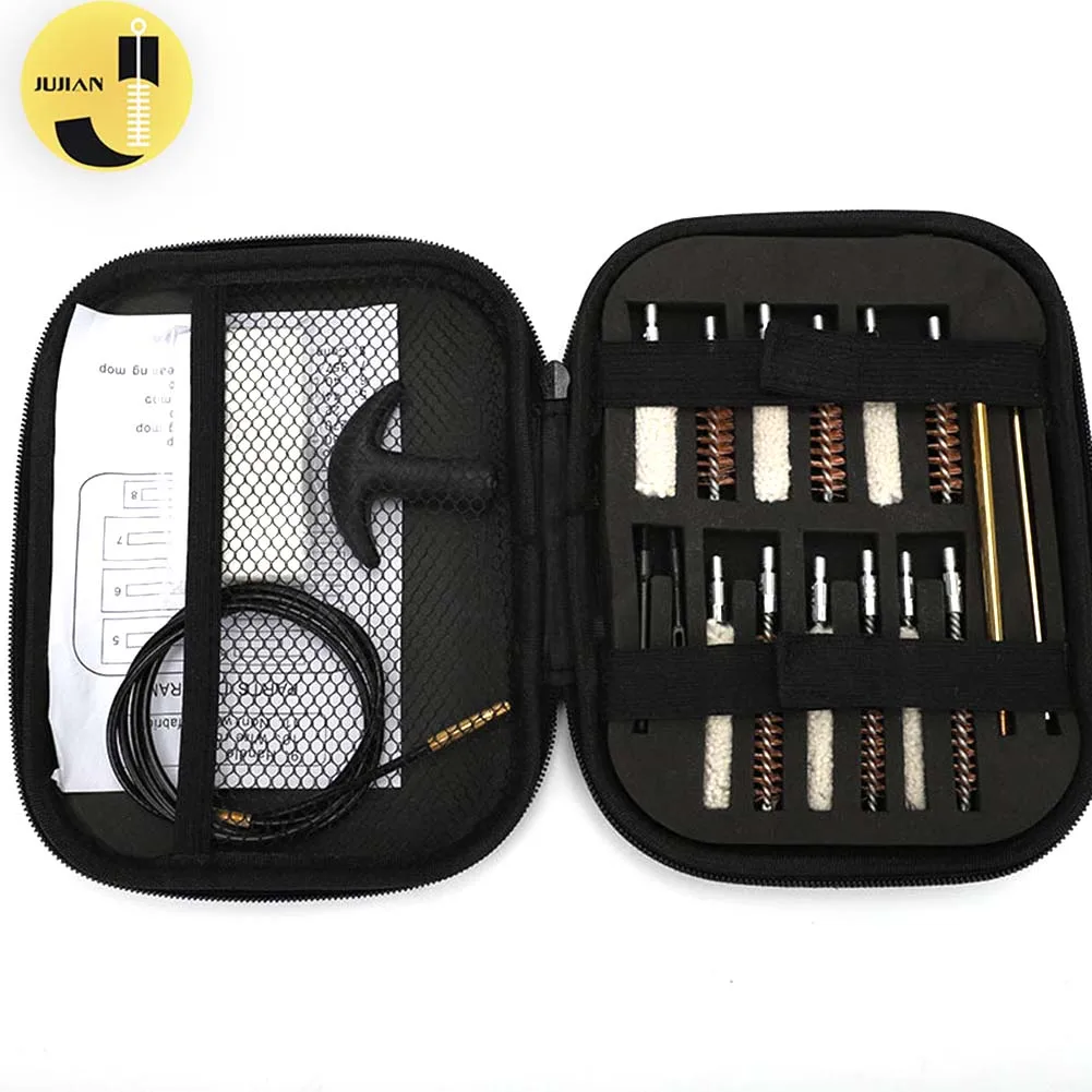 19Pcs/set Gun Barrel Cleaning Kit for Handgun Rifle Pistol Gun Brush Tool for .22/.38/9mm/.40/.45 Caliber Hunting Tool 4