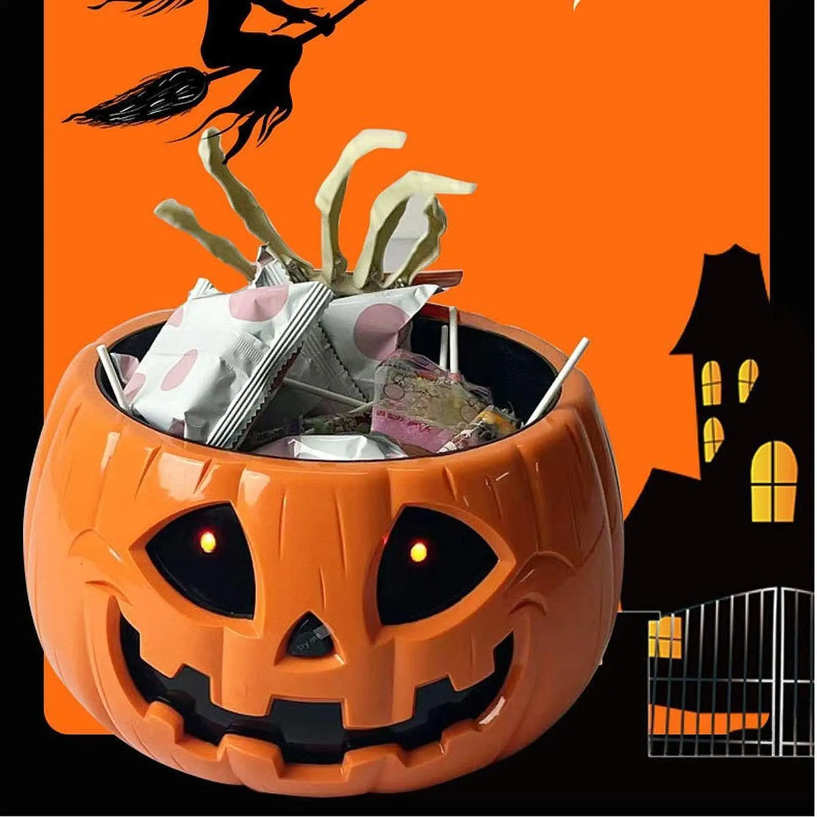 Halloween Pumpkin Candy Bowl Glow in The Dark Halloween Electric Toy for Home Outdoor Indoor Garden Holiday Party Decoration Halloween Pumpkin Candy Bowl Glow in The Dark Halloween Electric Toy for Home Outdoor Indoor Garden Holiday Party Decoration