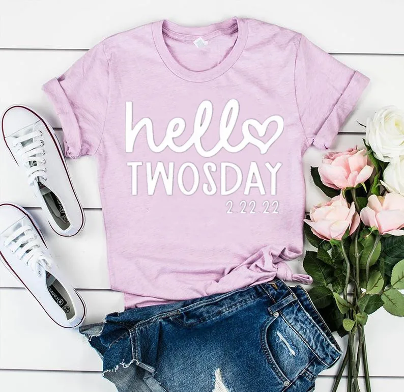 

Happy Twosday Shirt, Tuesday February 22nd 2022, Hello Twosday 2-22-22 Twosday 2-22-22 Happy Twosday Day 100% cotton Unisex y2k