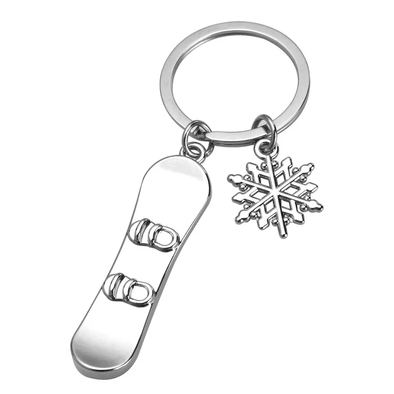 New Fashion Mini Snowflake Snowboard Keychain Pendant Ski Games