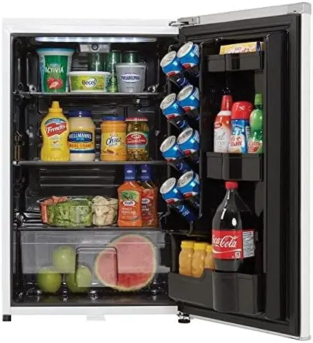 4.4 Cu.Ft. Mini Fridge Compact Refrigerator For Bedroom Living Room Bar Dorm Kitchen Office E-Star In Pearl White With Lock