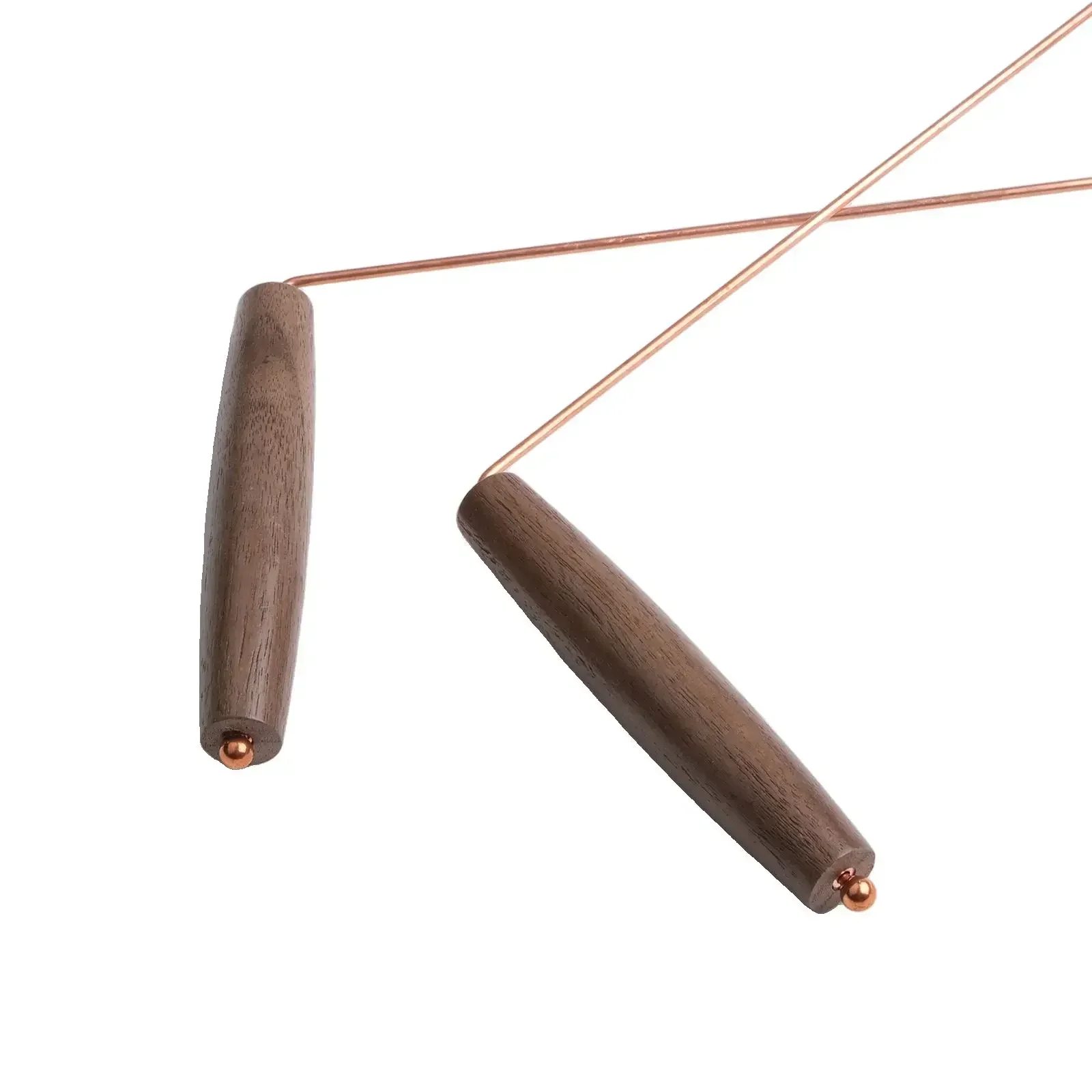 2pcs Pure Copper Metal Detector Rod Water Witching Portable Dragon Seeking Divination Tool With Wooden Handles Dowsing Rod 4