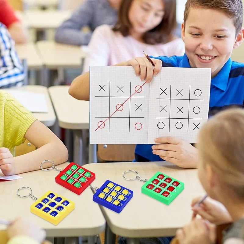 Tic Tac Toe Game Keychain Kids Educational Toy Birthday Party Favors for guest Goodie Bag Pinata Filler Classroom Prizes 4-16pcs