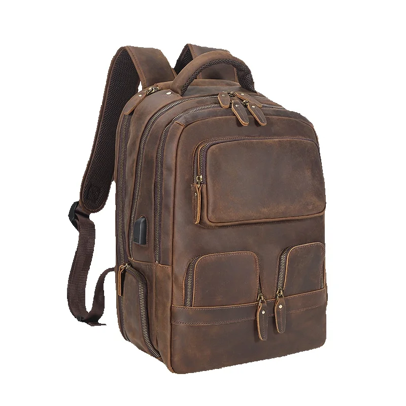 Zaino Crazy Horse Premium 2025s per uomo, in vera pelle, casual, da viaggio, per la scuola, di grande capacità, per laptop_voghion.com