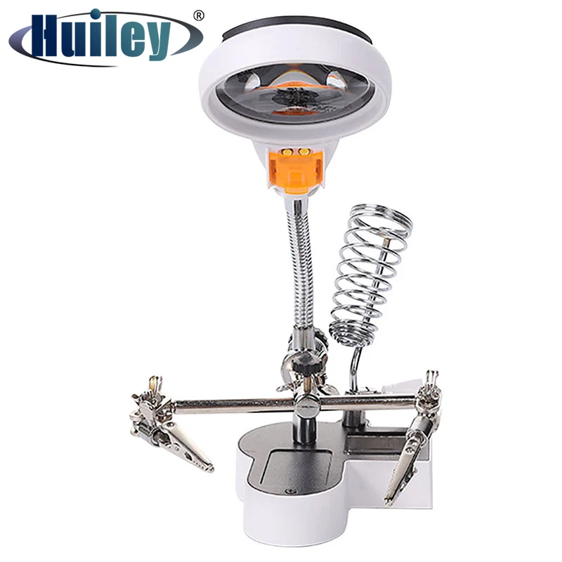 

Repair Magnifier Desktop Magnifying Glass with Auxiliary Clip LED Illumination Cold Light Warm Light Adjustable Multi-function