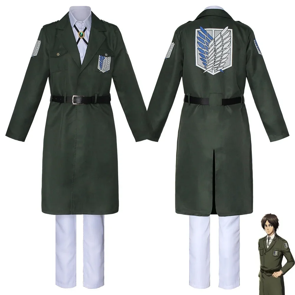 

Anime Attack on Titan Scout Regiment Legion Corps Cosplay Costume Uniform Men Green Windbreaker Coat Shirt Pants Suit Halloween