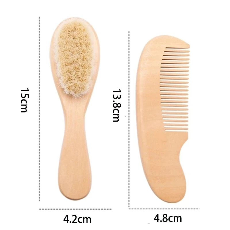 Baby Care Set Hair Brush Comb Wooden Brush for Baby Shower Newborn Infant Comb Head Massager