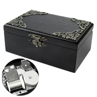 Rosiking Wooden Black Clockwork Music Box You are my sunshine Jewelry Box with Mirror For Frends Girl and Children Birthday Gift 1