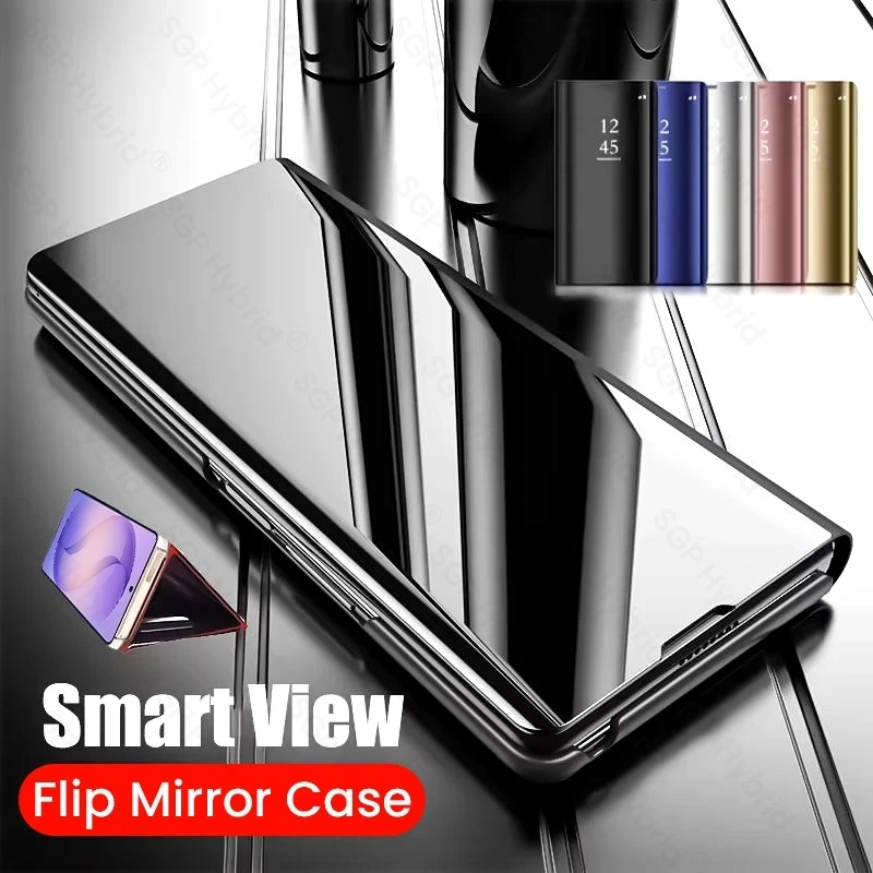 Luxury Smart Mirror Flip Leather Cover with Magnetic Stand