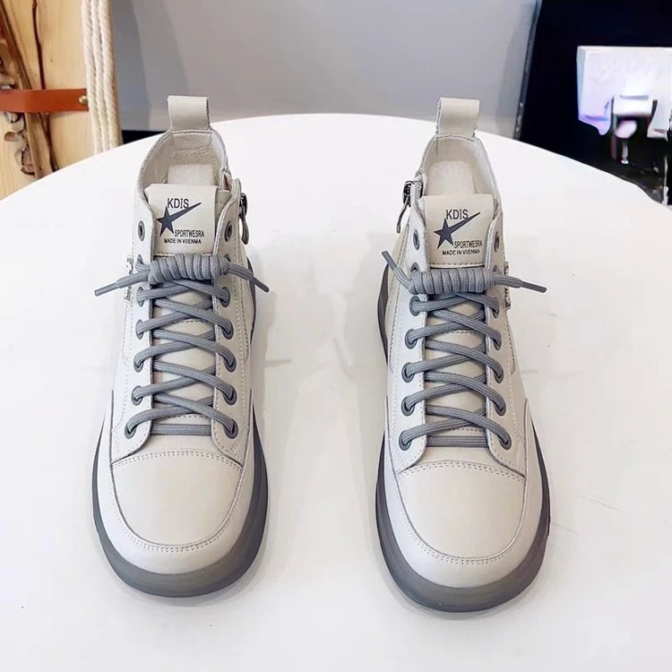 

Новинка 2023, женская спортивная обувь из искусственной кожи, Весенняя повседневная обувь с высоким верхом, женская обувь с вулканизированной подошвой на низком каблуке