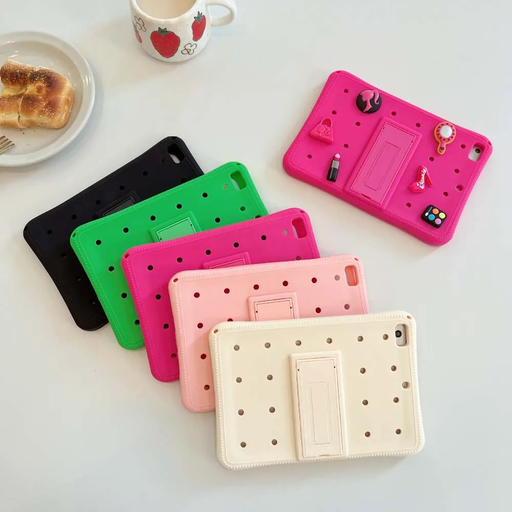 Respirável Faça Você Mesmo Hole Matte Soft Cover para Ipad Mini Air Pro Tablet Case Bracket Suporte Dobrável Shockproof Shell Protetor Bumper - Imagem 5