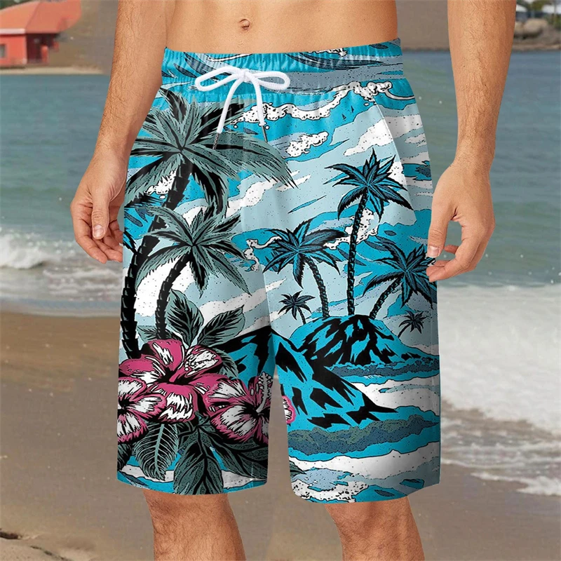 Hawaii Holiday Style Printed Shorts swimwear Men Coconut Tree Pattern Beach Shorts Summer Outdoor Quick Drying Board Shorts 3