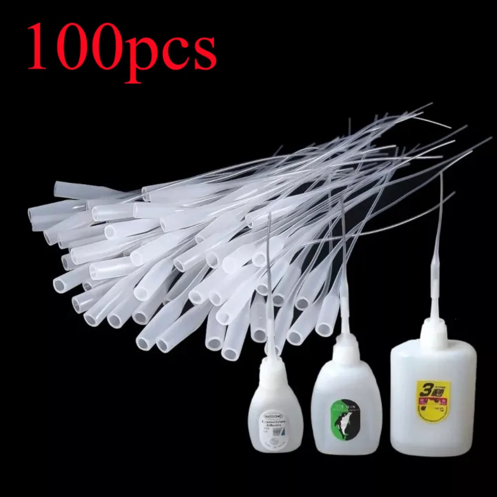 100Pc Plastic Glue Bottom Tips disposable Micro Tips Dropping Tube Nozzle 502 Rubber Hose Glue Extender Precision Applicator Plastic Glue Tips