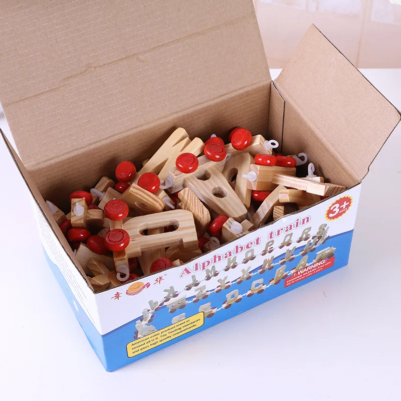 26 lettere alfabeto treno locomotiva giocattolo in legno blocco di