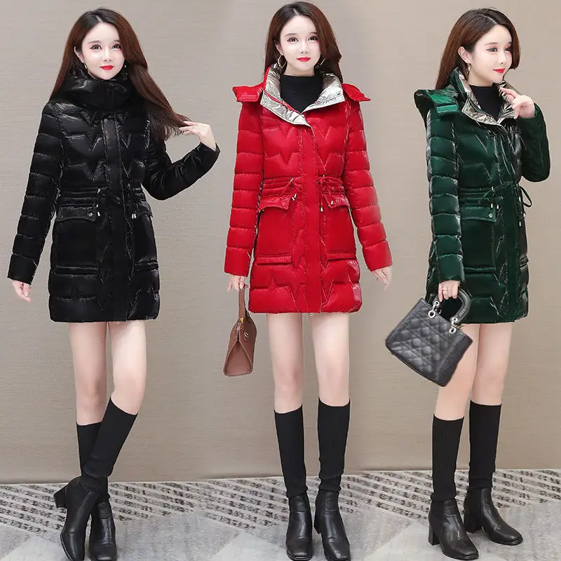 

Women's Clothing New Middle-Aged Winter Down Cotton Jacket Parka Hooded Thicken Warm Coat Female Loose Overcoat Ladies Tops 2023