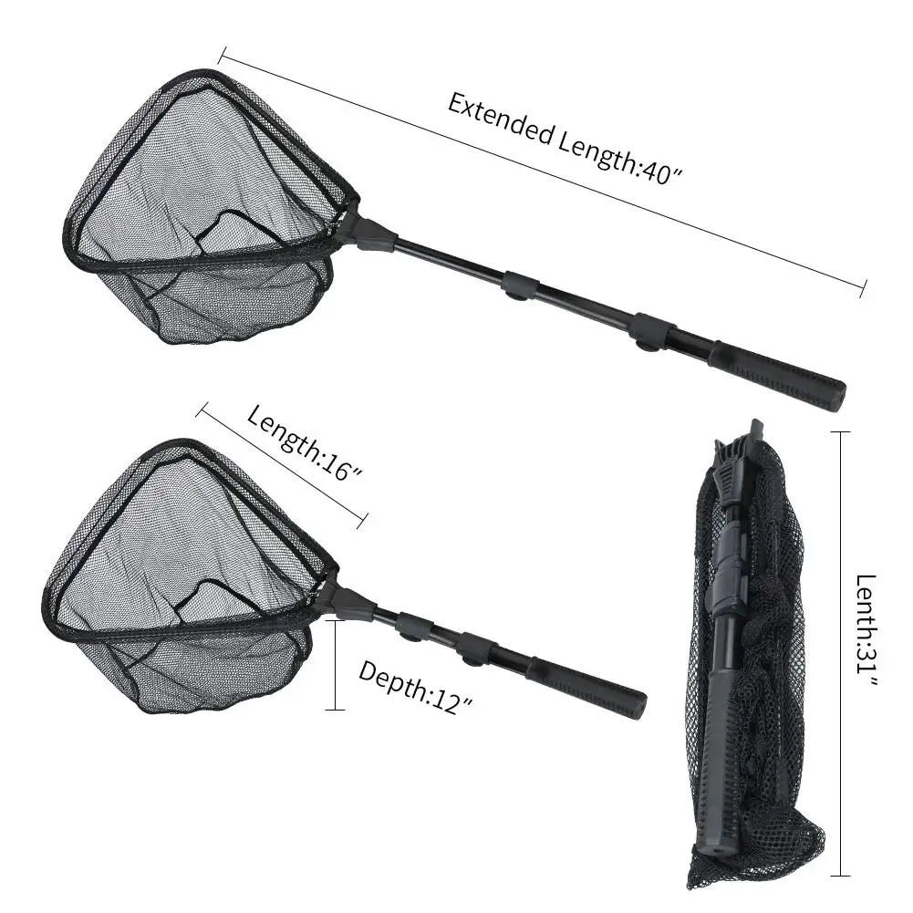 Telescoping Fishing Landing Net Freshwater Net for Pond - Handle Extends to  50