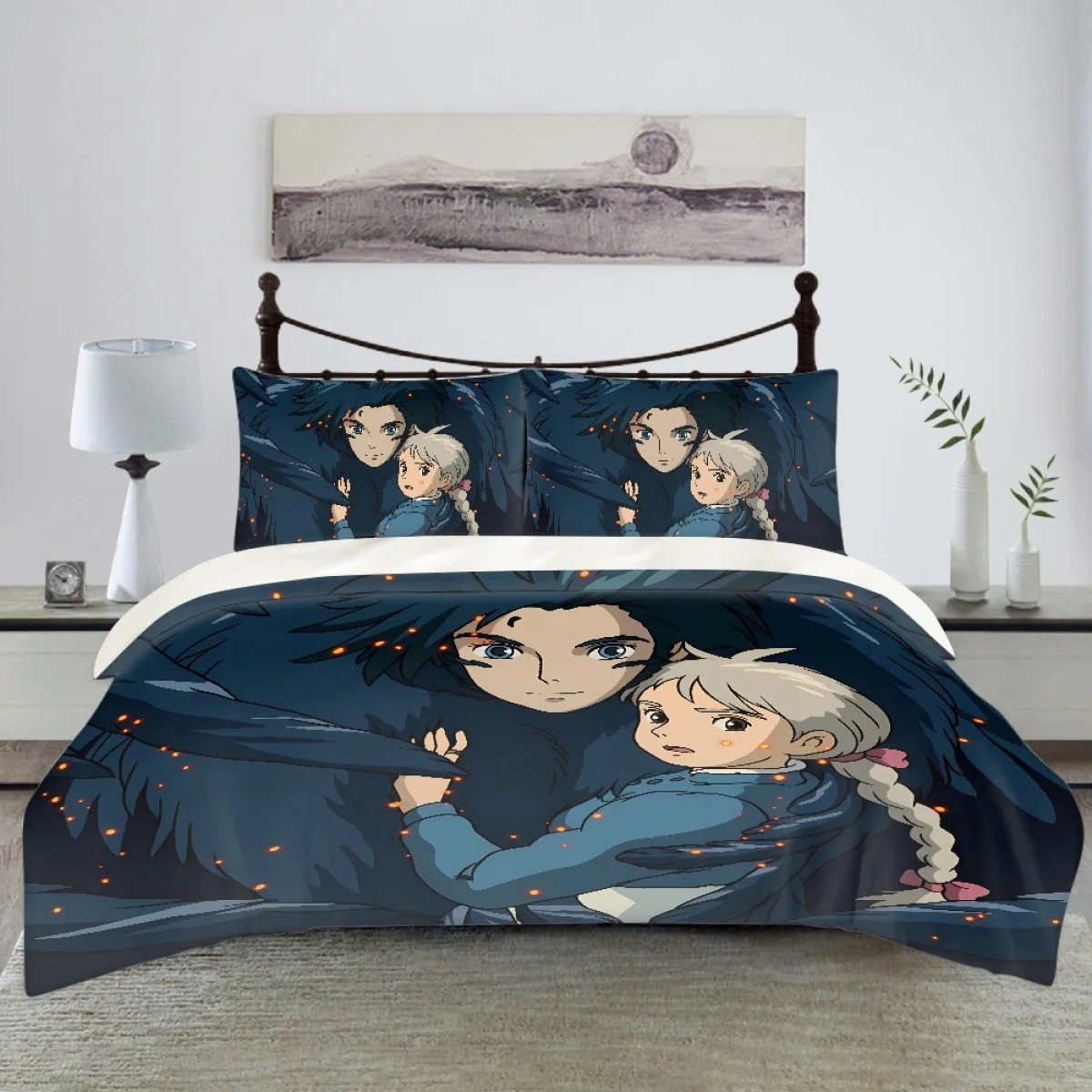 

TOADDMOS Howl's Moving Castle Cartoon Print Bedding Set Children Double Bed Duvet Covers Pillowcase Comforter Set Teens Home New