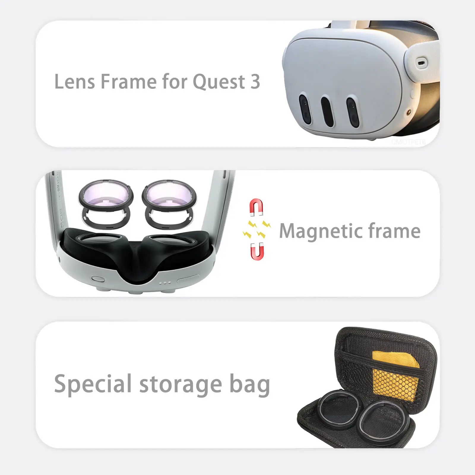 Magnetic Myopia Frames with Anti Blue Light and Quick Disassembly for VR Prescription Lenses