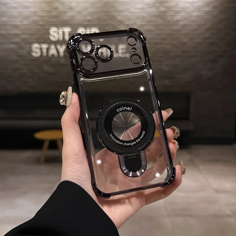 Transparent Magnetic Holde Bracket Case for Motorola Moto G86 G56 G05 G24 G14 G34 G04 G84 G54 E14 E15 G53 G52 Shockproof Cover
