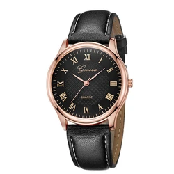 Stylish Men's Classic Leather Band Quartz Wristwatch - Elegant Timepiece and Hot Gift Idea - No (Black rose gold)