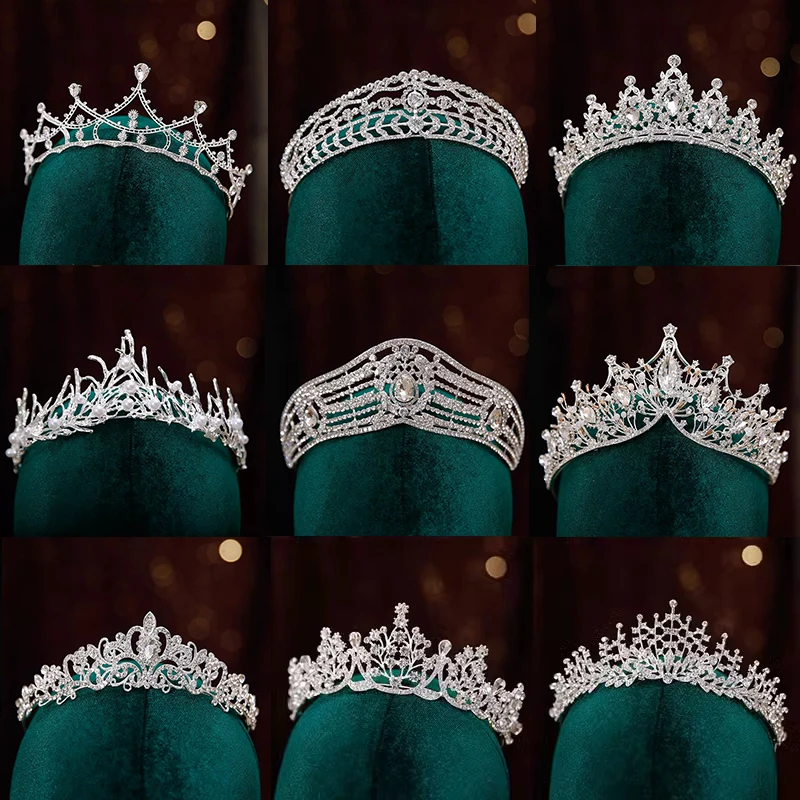 LuxuryQueenBridalWeddingCrownTiaraforWomenSilverColorDiadem