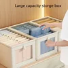 Foladable Oxford Cloth Window Visible Clothing Covered Storage Box, Household Clothing Fabric Storage Box, Large Organizing Box 1