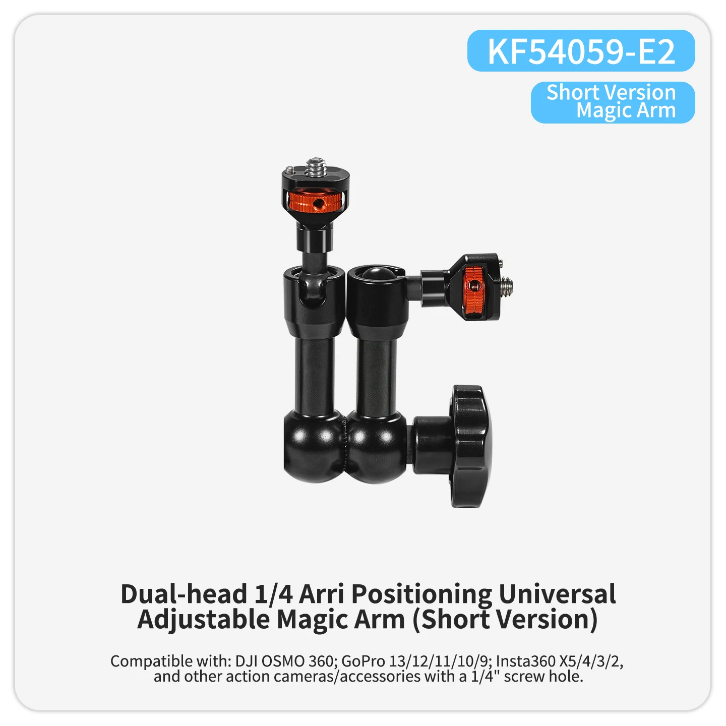 Zauberarm mit zwei Kugelköpfen, 11 Zoll, 7 Zoll, 360 cm ° Halterung für GoPro Insta360 DJI OSMO 360, Aluminium-Vakuumsauger, Autohalterung, magnetische Halterung – Detail 18