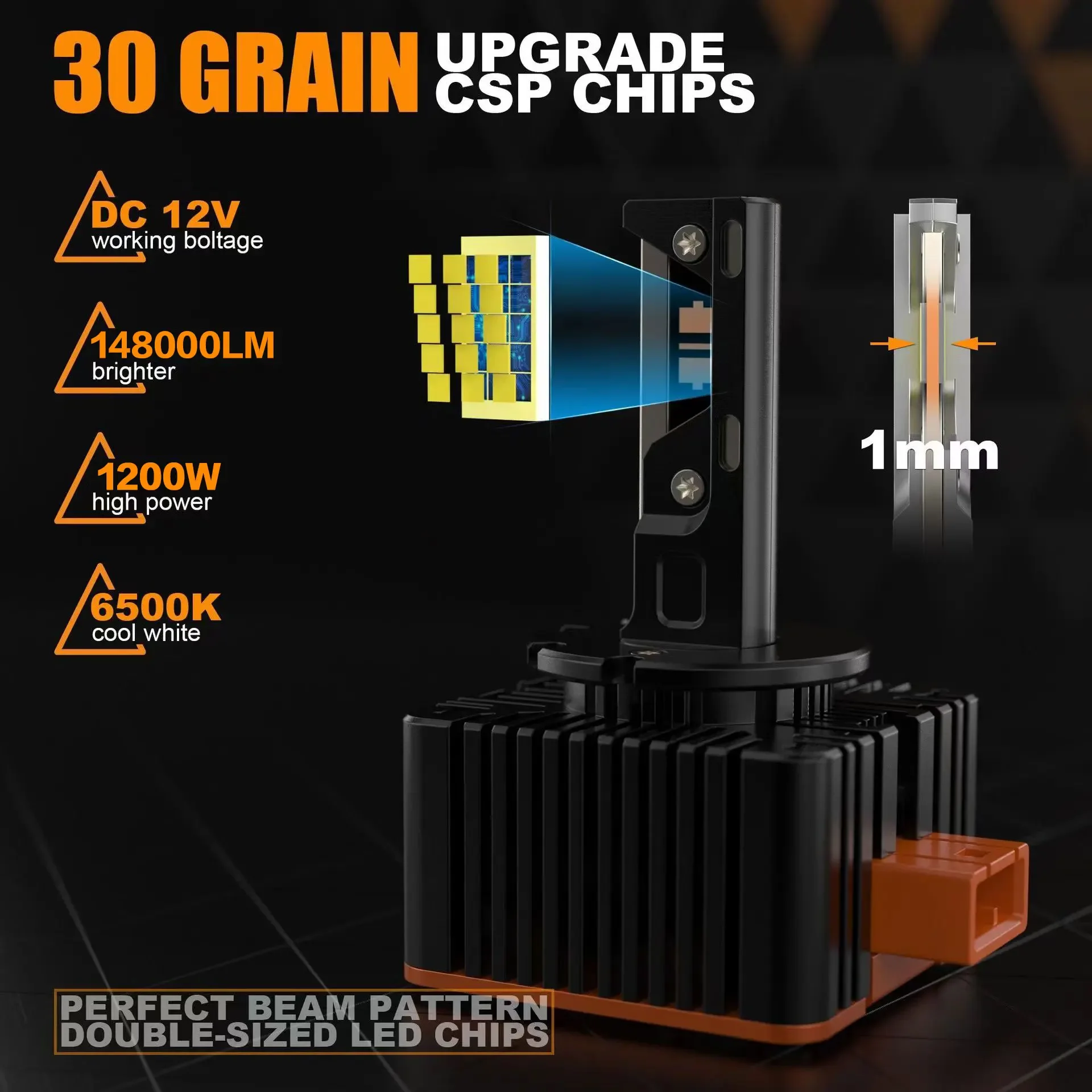 Senlo LED 헤드 라이트 HID 전구 캔버스, 플러그 앤 플레이 헤드라이트, 오류 없음, 6500K, 12V, 24V, 1200W, 148000LM, D4S, D2S, D1S, D3S, 신제품