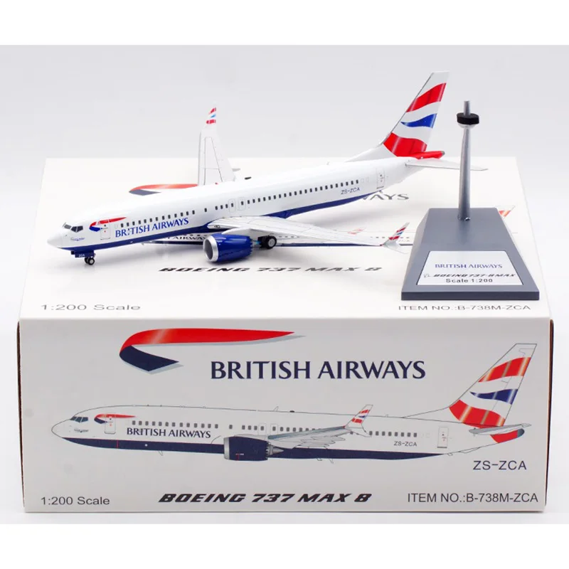 

Diecast 1:200 Scale British Airways B737-8MAX ZS-ZCA Alloy Aircraft Model Collection Souvenir Display Ornaments