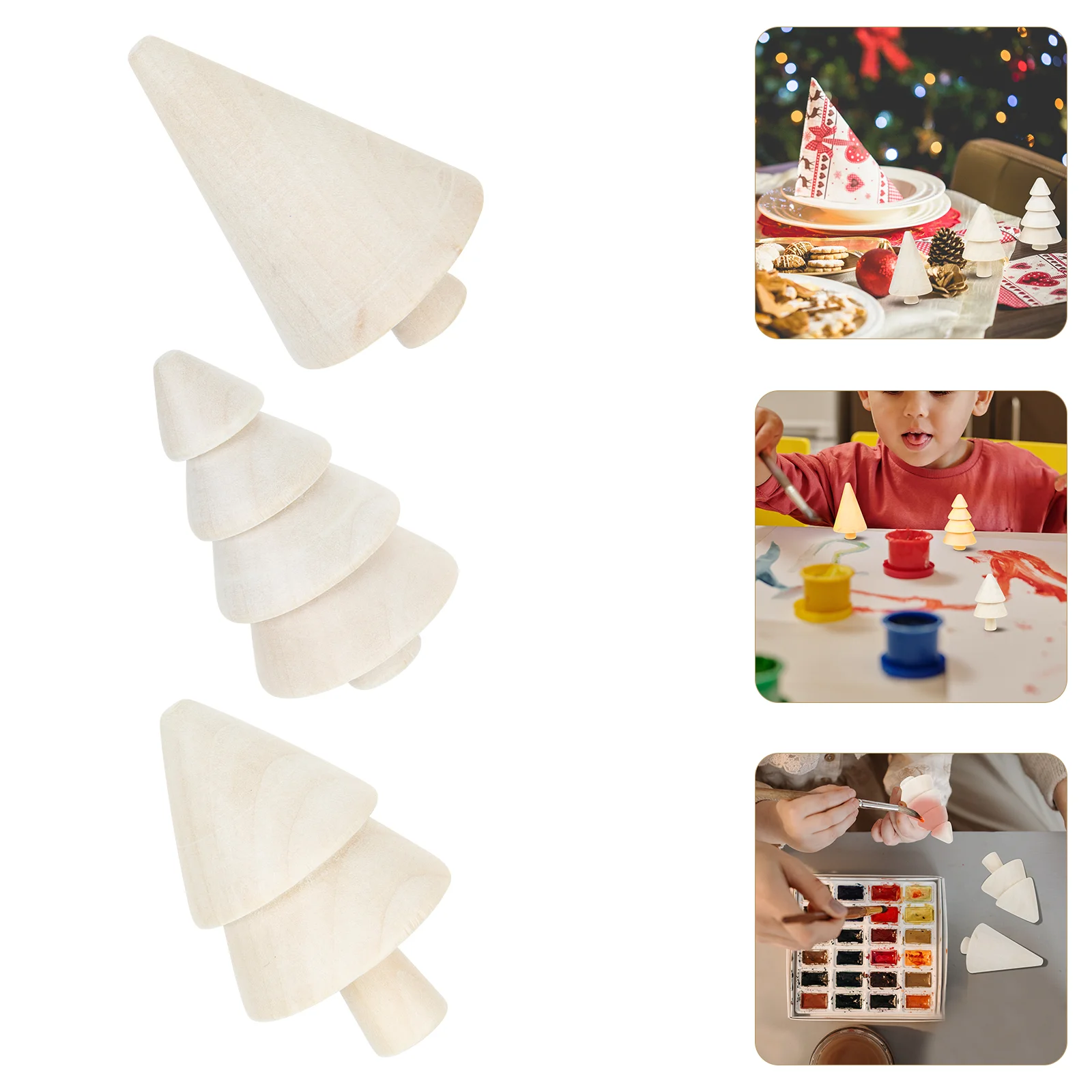 

9Pcs Wooden Christmas Trees Molds Unfinished Wooden Molds for Kids DIY