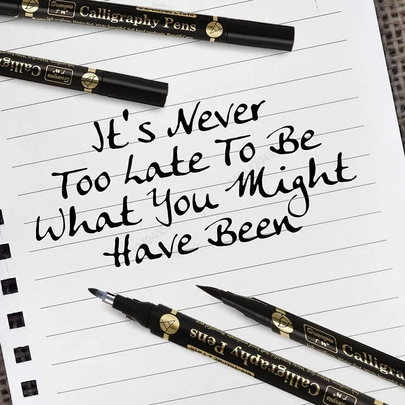 3/6PCS 듀얼 팁 펜 검은 서예 브러시 펜 레터링 펜 아트 마커 초보자를위한 흰색 펜 스케치 쓰기 아트 드로잉