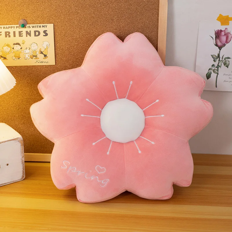 Cuscino A Petali Fiore Di Ciliegio | Morbido In Peluche | Decorativo Per Divano E Camera | 45x45 Cm | Rosa Rosso