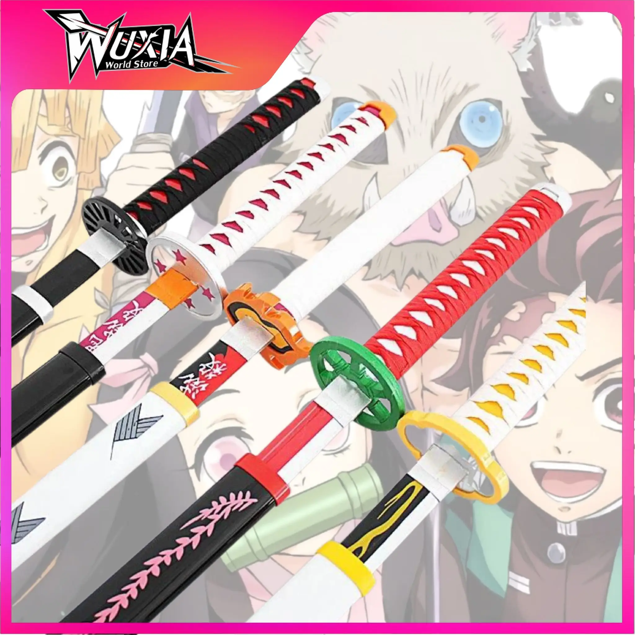 

104cm katana Demon Slayer Nichirin Blade Collection Anime Sword Model Kamado Tanjirou Wooden Cosplay Weapon Gifts Toys for Boys