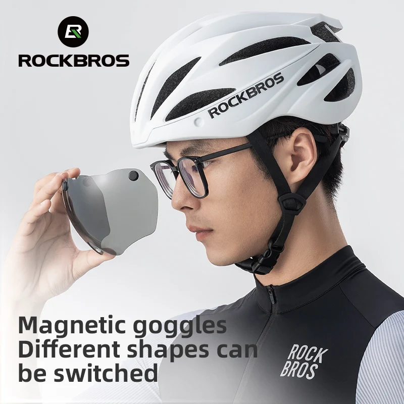 ROCKBROS-casco de bicicleta con lentes ajustables, gafas