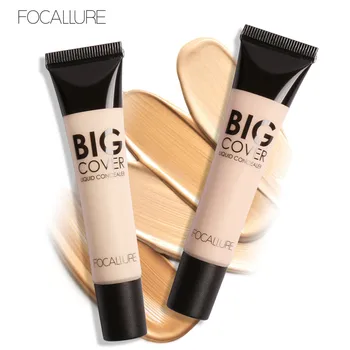 FOCALLURE 액체 컨실러 크림 메이크업 페이셜 교정기, 방수 내추럴 베이스 파운데이션 화장품, 4 색
