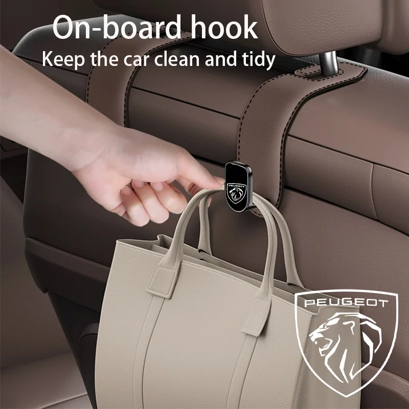 

1Pc Car seat back leather metal hook Interior Accessories for Peugeot 107 206 207 307 308 407 607 3008 5008 Car Accessories