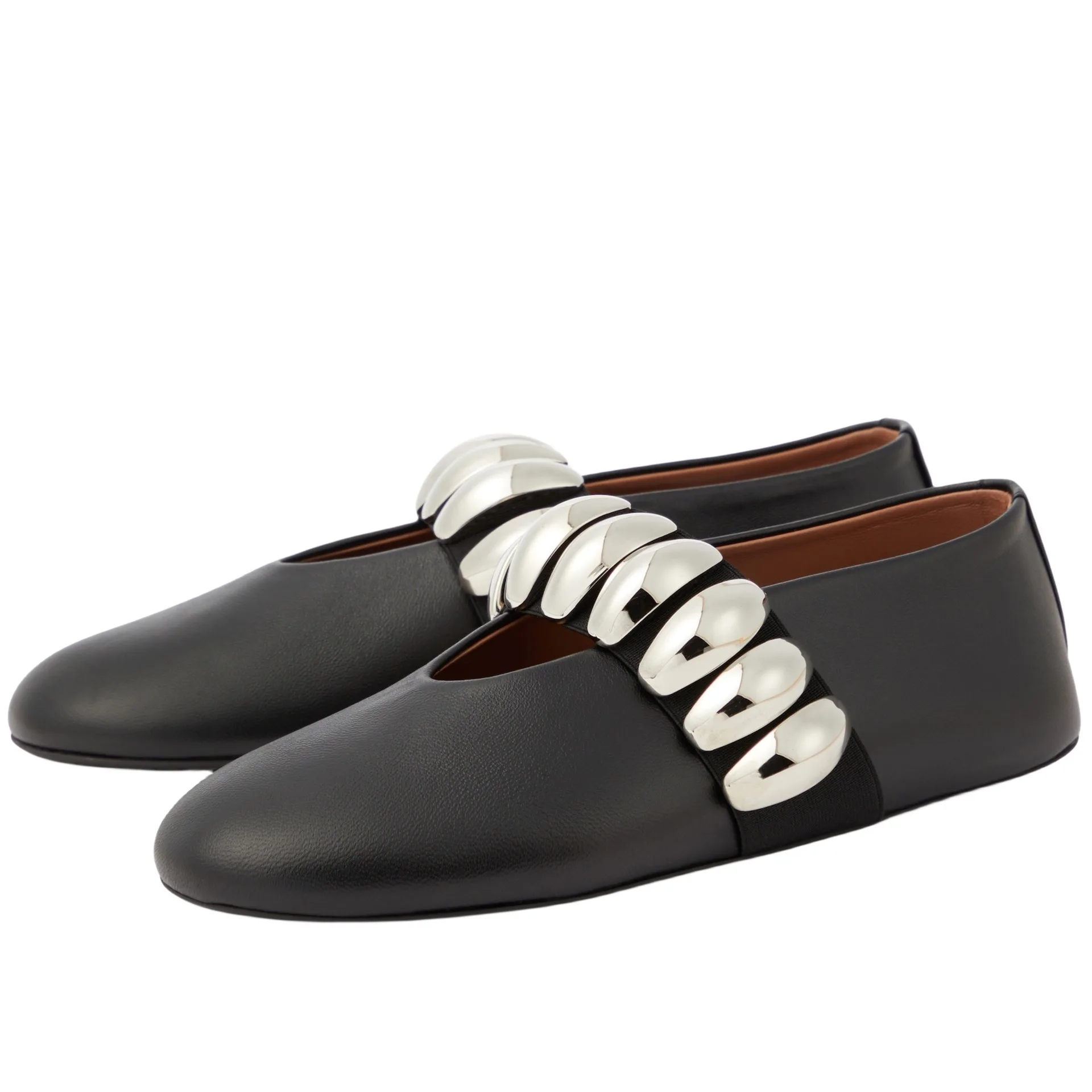 

2024 Spring/Summer New Metal Button Ballet Dancer Flat Shoes Round Toe Versatile Fashion Mary Jane Casual Large Women's Shoes