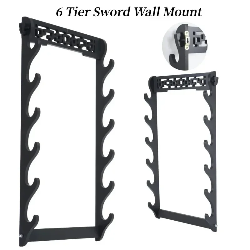 8-Layer Wall Katana Sword Shelf Japanese Samurai Sabre Holder Wood Katana Sword Display Stand Sabre Storage Rack Home Organizer 5