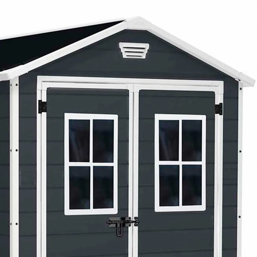 7House outdoor garden shed, resin/polypropylene, dark gray, 7600 litres,  useful area 3.9 m², ventilation, shed