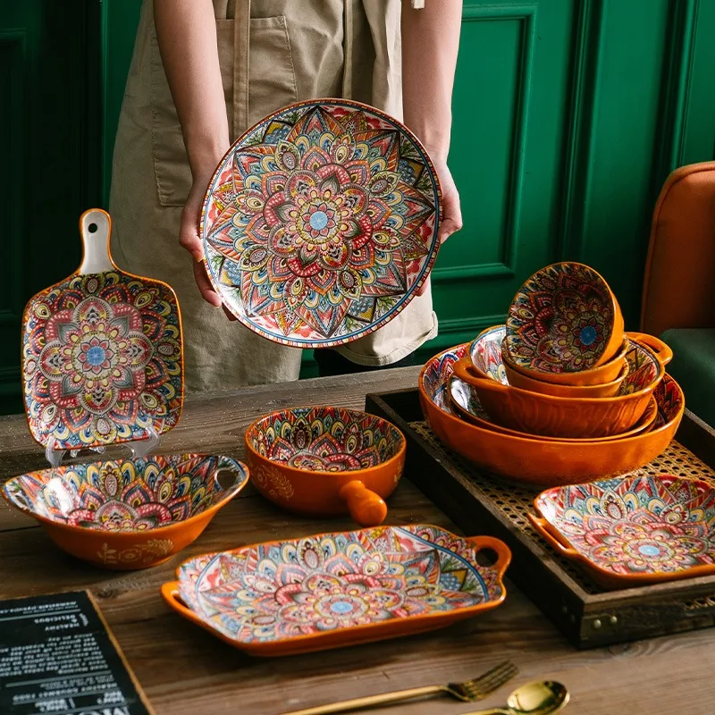Underglaze اللون الراقية وعاء الأرز وعاء الحساء سع...